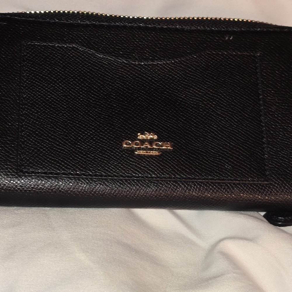 Coach black zip around wallet